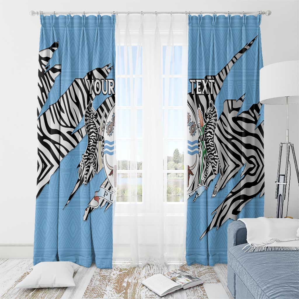 Personalized Botswana Window Curtain Coat Of Arms With Map - African and Zebra Patterns