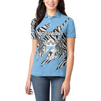 Personalized Botswana Women Polo Shirt Coat Of Arms With Map - African and Zebra Patterns