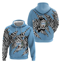 Personalized Botswana Zip Hoodie Coat Of Arms With Map - African and Zebra Patterns