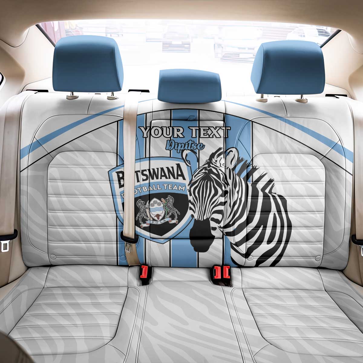 Custom Botswana Football Back Car Seat Cover Come On Zebras