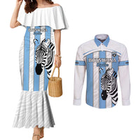 Custom Botswana Football Couples Matching Mermaid Dress and Long Sleeve Button Shirt Come On Zebras