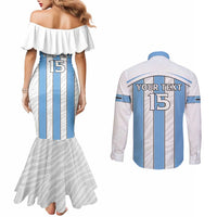 Custom Botswana Football Couples Matching Mermaid Dress and Long Sleeve Button Shirt Come On Zebras