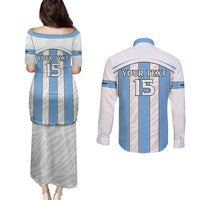 Custom Botswana Football Couples Matching Puletasi and Long Sleeve Button Shirt Come On Zebras