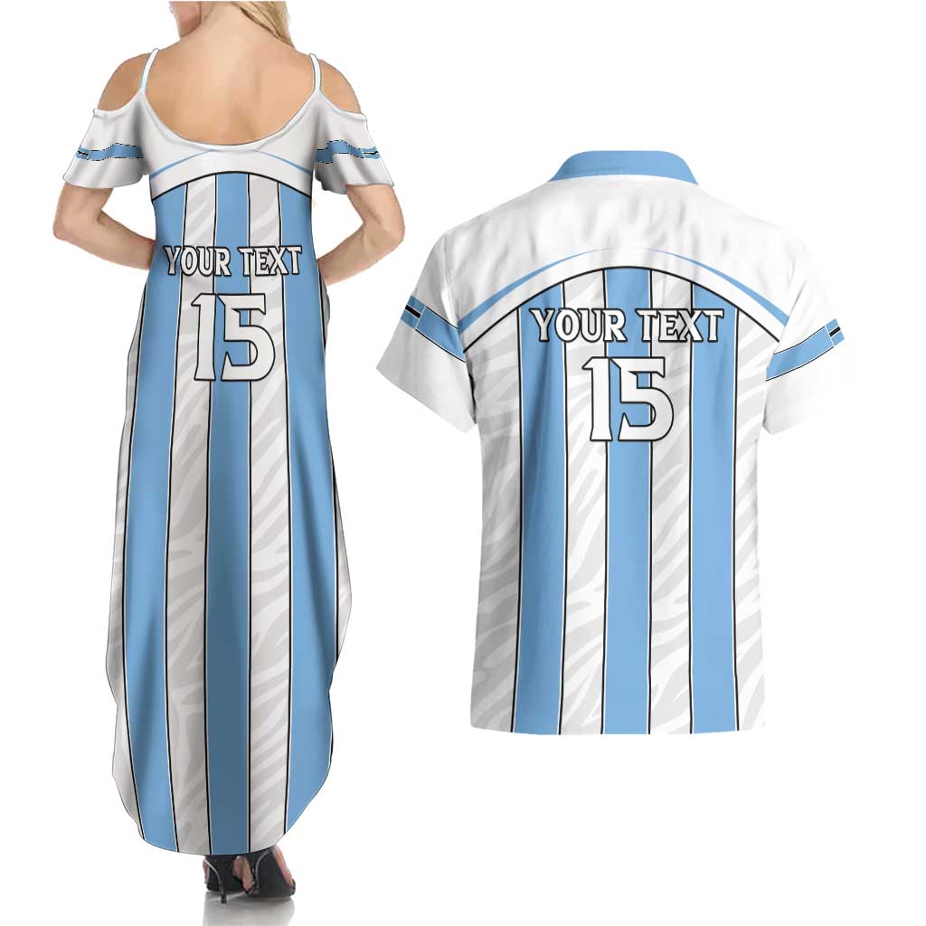 Custom Botswana Football Couples Matching Summer Maxi Dress and Hawaiian Shirt Come On Zebras