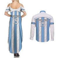 Custom Botswana Football Couples Matching Summer Maxi Dress and Long Sleeve Button Shirt Come On Zebras