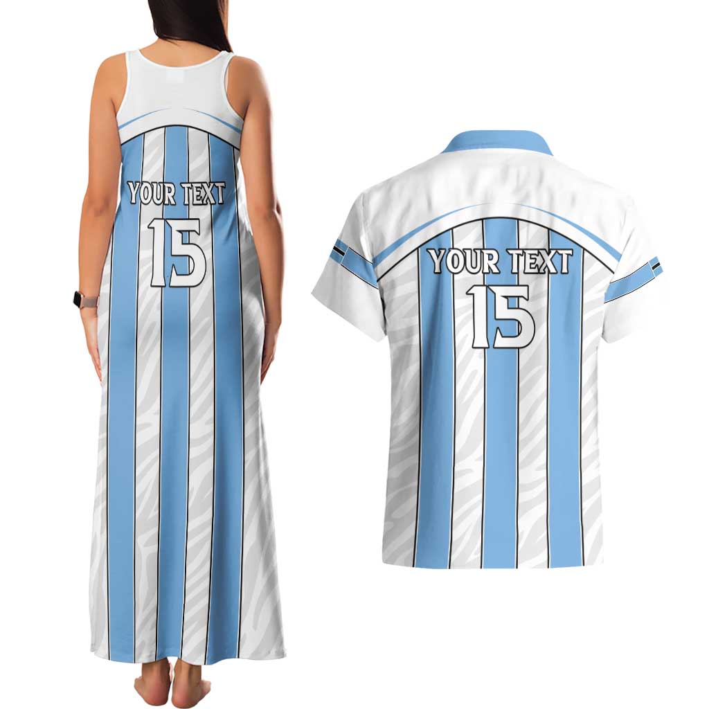 Custom Botswana Football Couples Matching Tank Maxi Dress and Hawaiian Shirt Come On Zebras