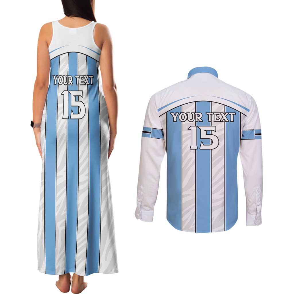 Custom Botswana Football Couples Matching Tank Maxi Dress and Long Sleeve Button Shirt Come On Zebras