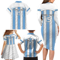 Custom Botswana Football Family Matching Long Sleeve Bodycon Dress and Hawaiian Shirt Come On Zebras
