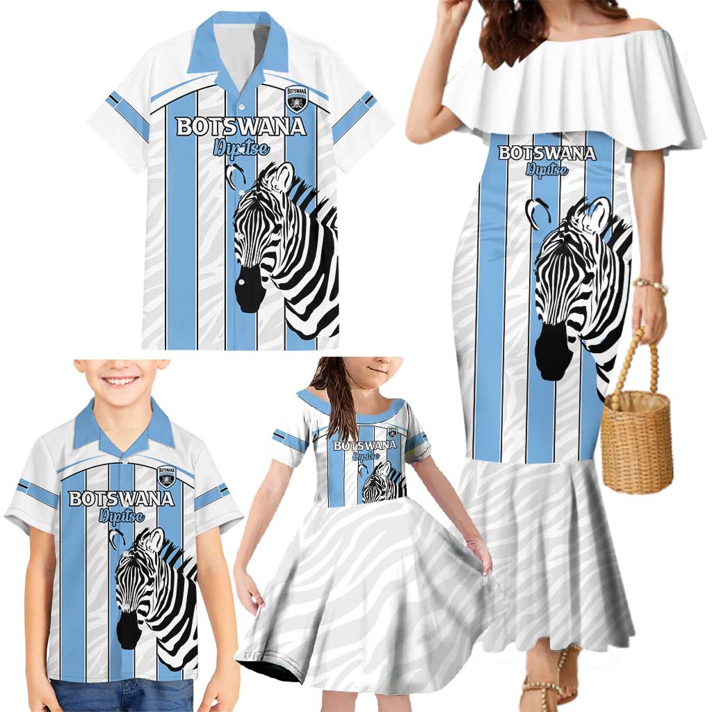 Custom Botswana Football Family Matching Mermaid Dress and Hawaiian Shirt Come On Zebras