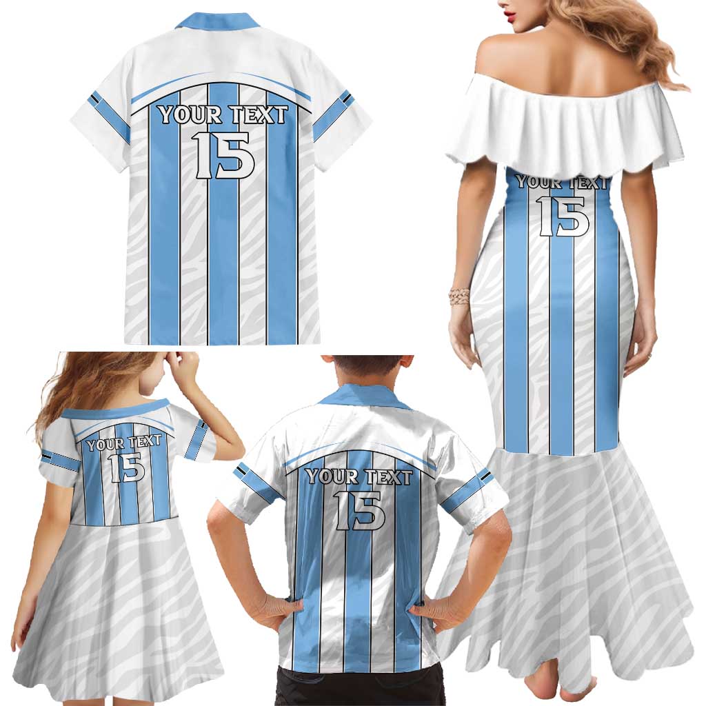 Custom Botswana Football Family Matching Mermaid Dress and Hawaiian Shirt Come On Zebras