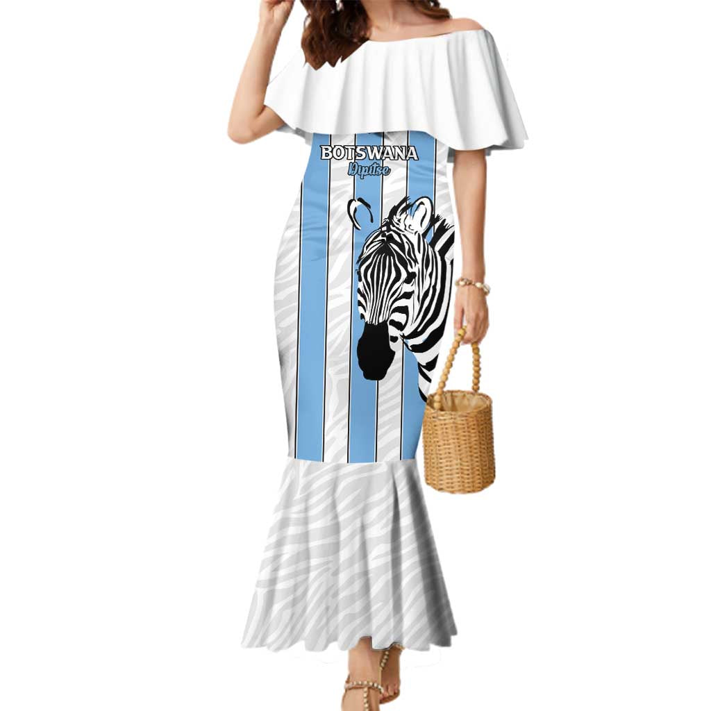 Custom Botswana Football Family Matching Mermaid Dress and Hawaiian Shirt Come On Zebras