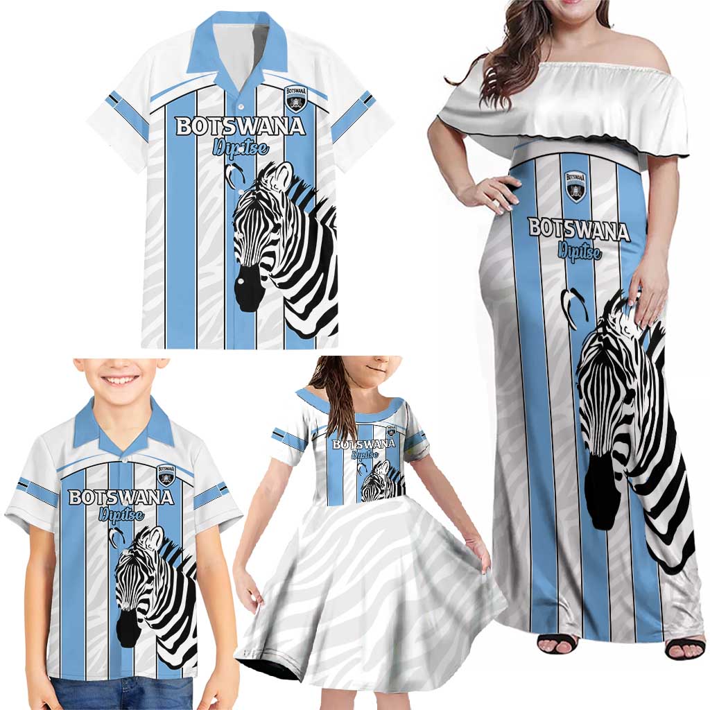 Custom Botswana Football Family Matching Off Shoulder Maxi Dress and Hawaiian Shirt Come On Zebras