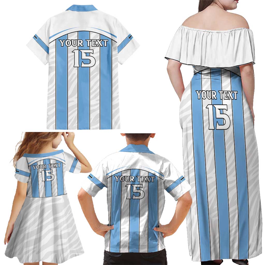 Custom Botswana Football Family Matching Off Shoulder Maxi Dress and Hawaiian Shirt Come On Zebras