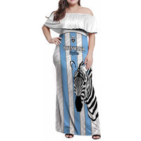 Custom Botswana Football Family Matching Off Shoulder Maxi Dress and Hawaiian Shirt Come On Zebras