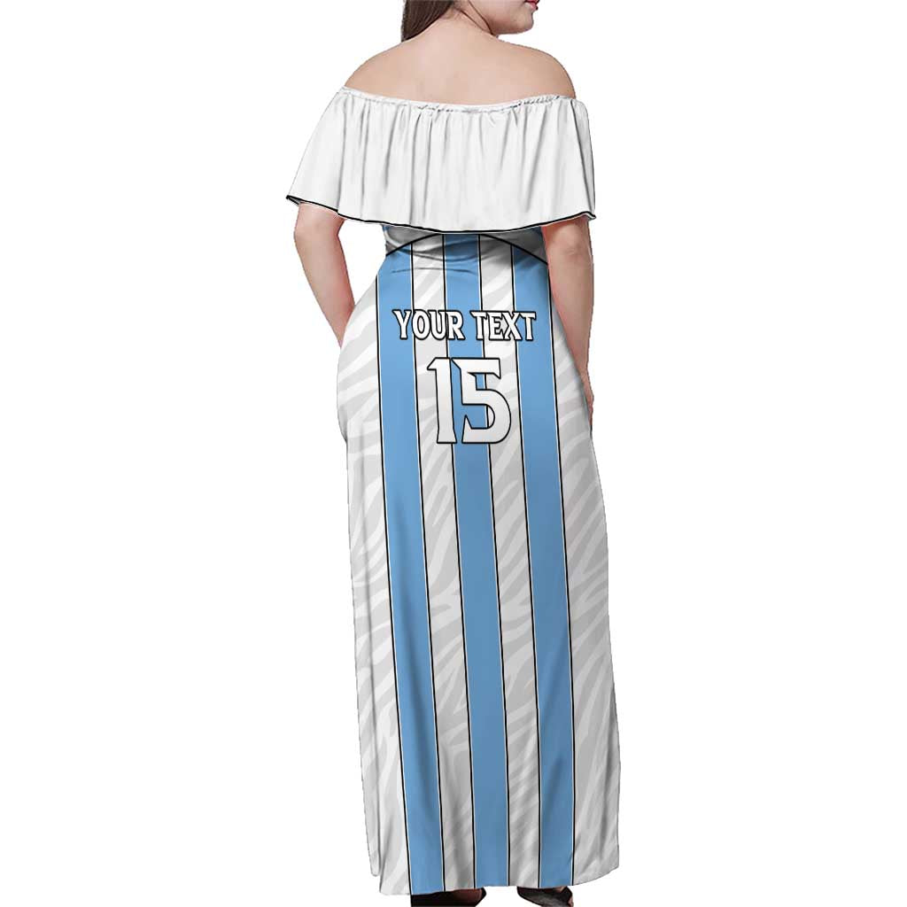 Custom Botswana Football Family Matching Off Shoulder Maxi Dress and Hawaiian Shirt Come On Zebras