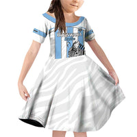 Custom Botswana Football Family Matching Off Shoulder Short Dress and Hawaiian Shirt Come On Zebras
