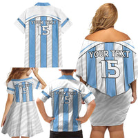 Custom Botswana Football Family Matching Off Shoulder Short Dress and Hawaiian Shirt Come On Zebras
