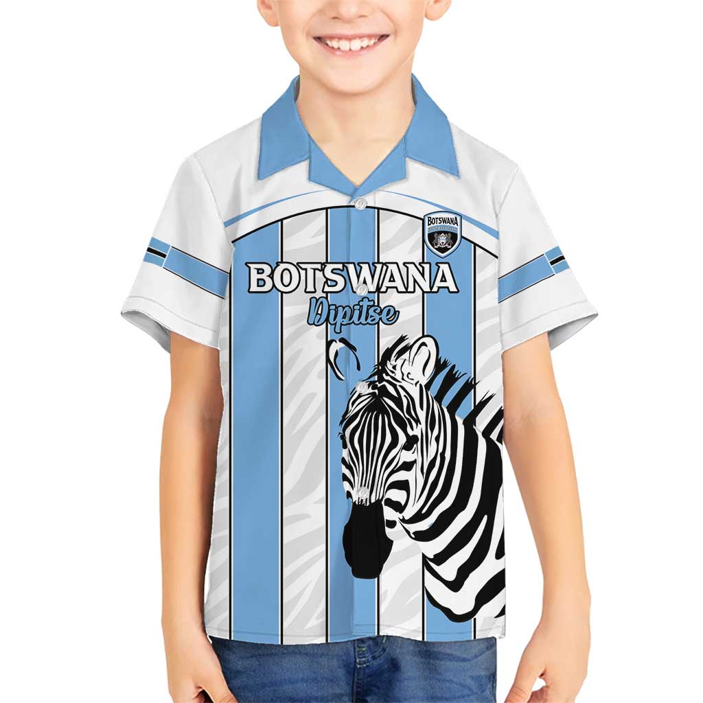 Custom Botswana Football Family Matching Off Shoulder Short Dress and Hawaiian Shirt Come On Zebras
