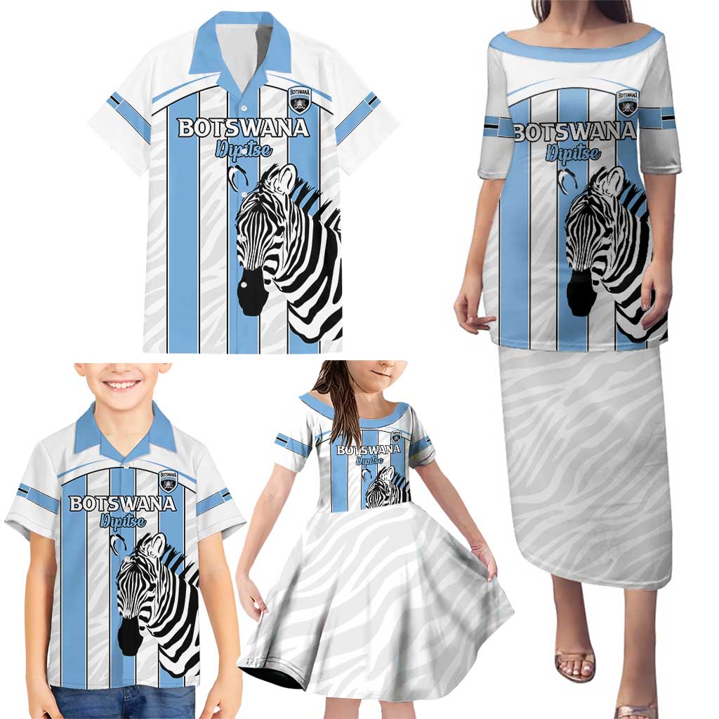 Custom Botswana Football Family Matching Puletasi and Hawaiian Shirt Come On Zebras