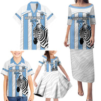 Custom Botswana Football Family Matching Puletasi and Hawaiian Shirt Come On Zebras
