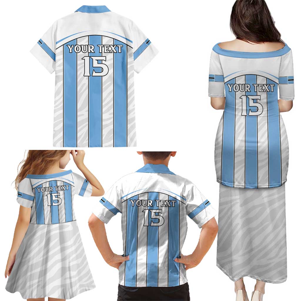Custom Botswana Football Family Matching Puletasi and Hawaiian Shirt Come On Zebras