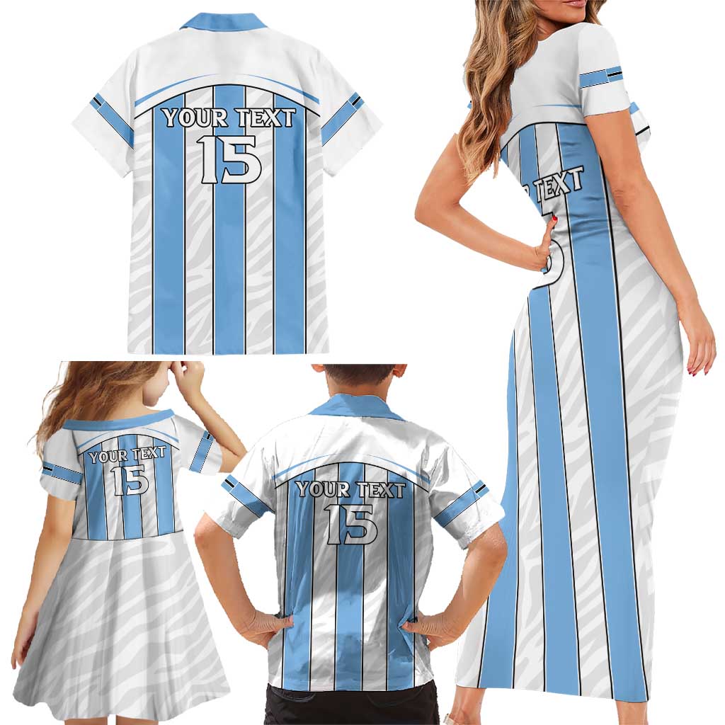 Custom Botswana Football Family Matching Short Sleeve Bodycon Dress and Hawaiian Shirt Come On Zebras
