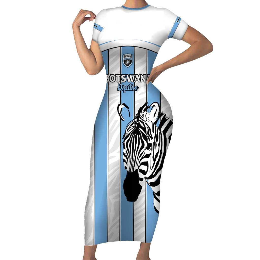 Custom Botswana Football Family Matching Short Sleeve Bodycon Dress and Hawaiian Shirt Come On Zebras