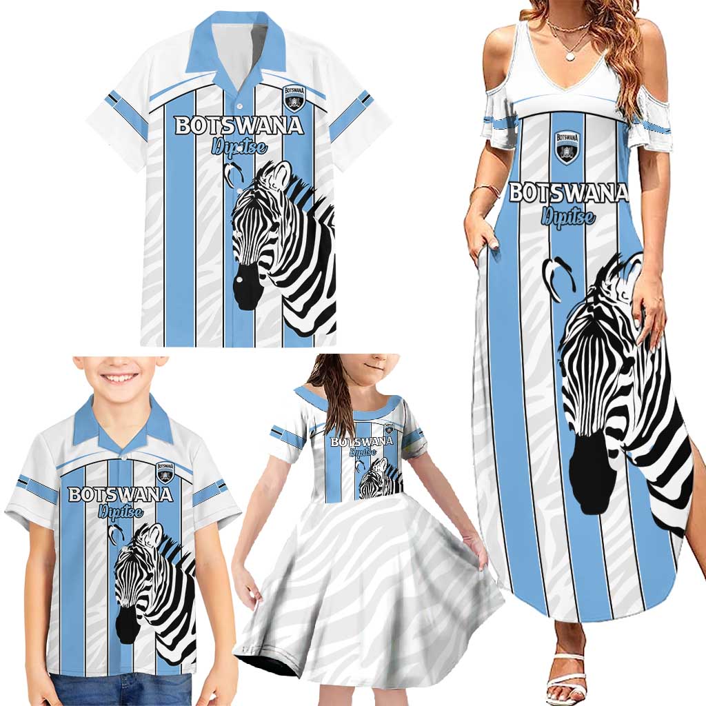 Custom Botswana Football Family Matching Summer Maxi Dress and Hawaiian Shirt Come On Zebras