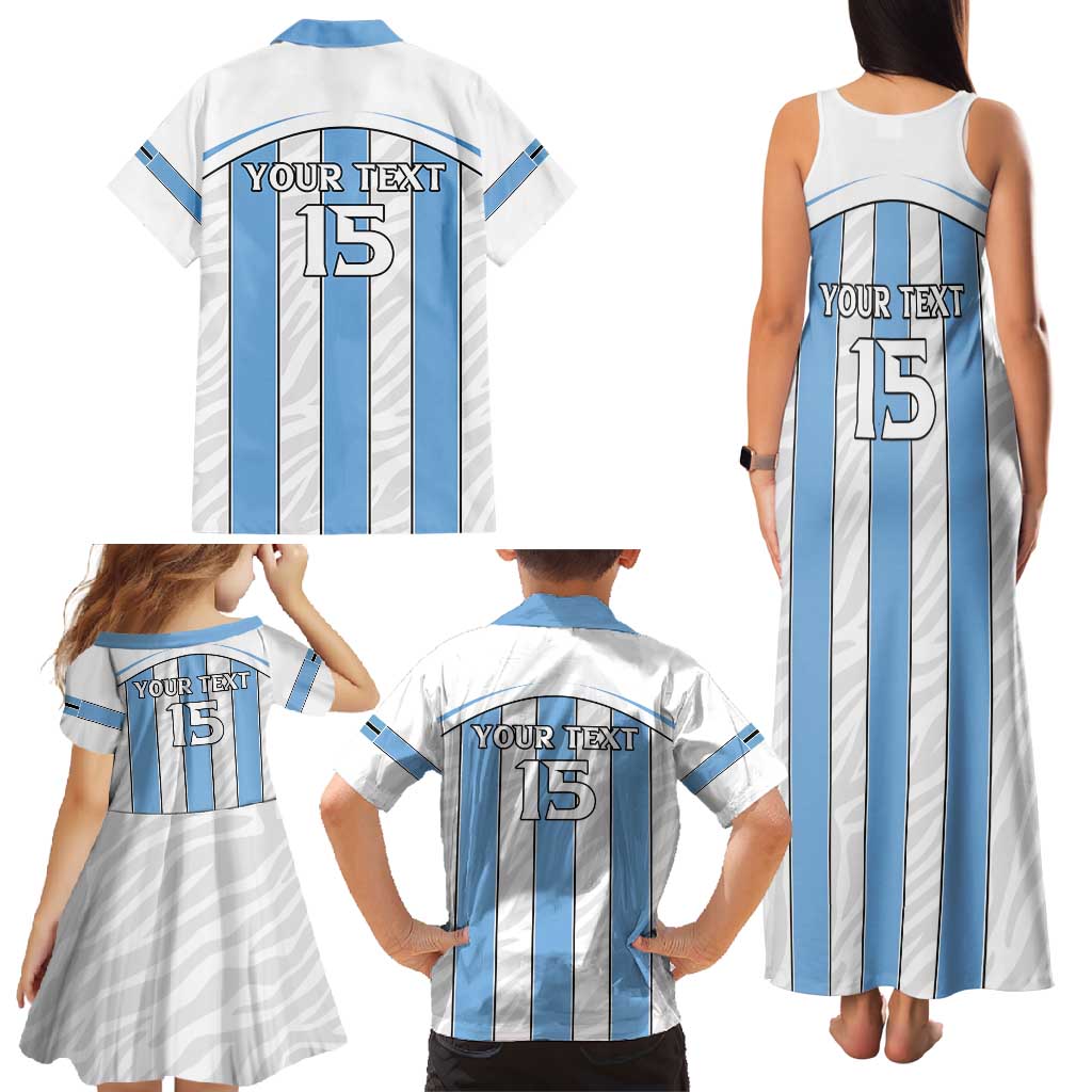 Custom Botswana Football Family Matching Tank Maxi Dress and Hawaiian Shirt Come On Zebras