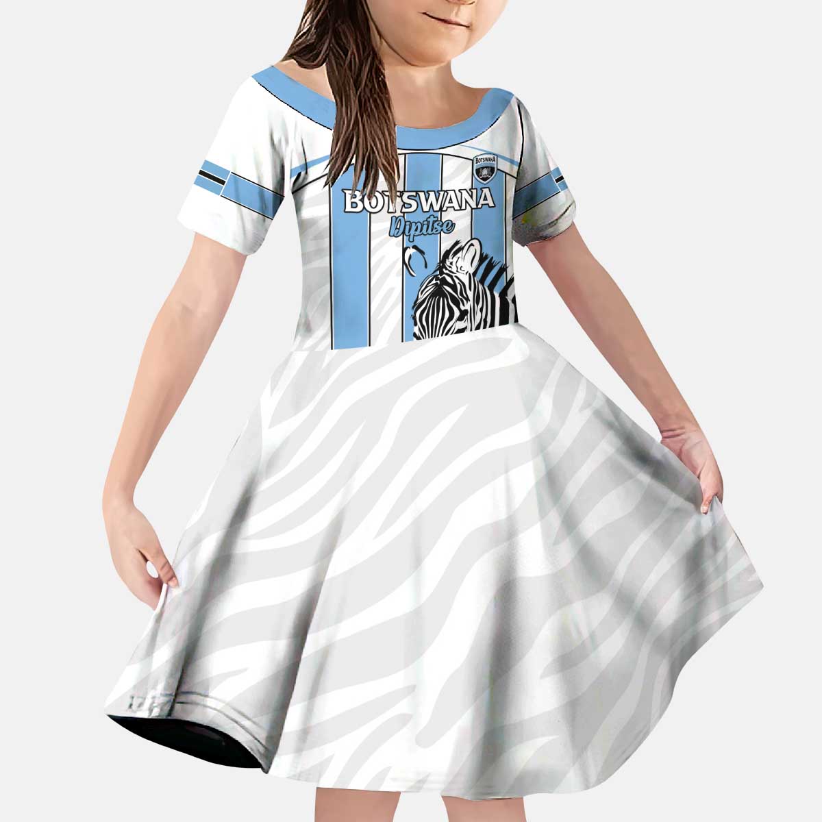 Custom Botswana Football Kid Short Sleeve Dress Come On Zebras