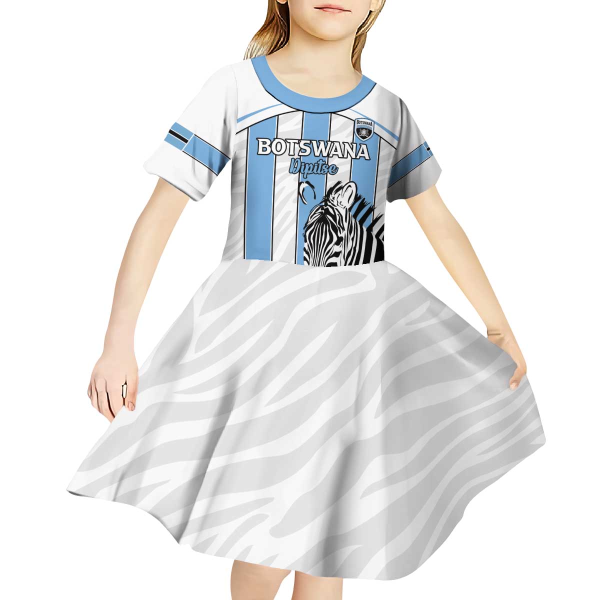 Custom Botswana Football Kid Short Sleeve Dress Come On Zebras