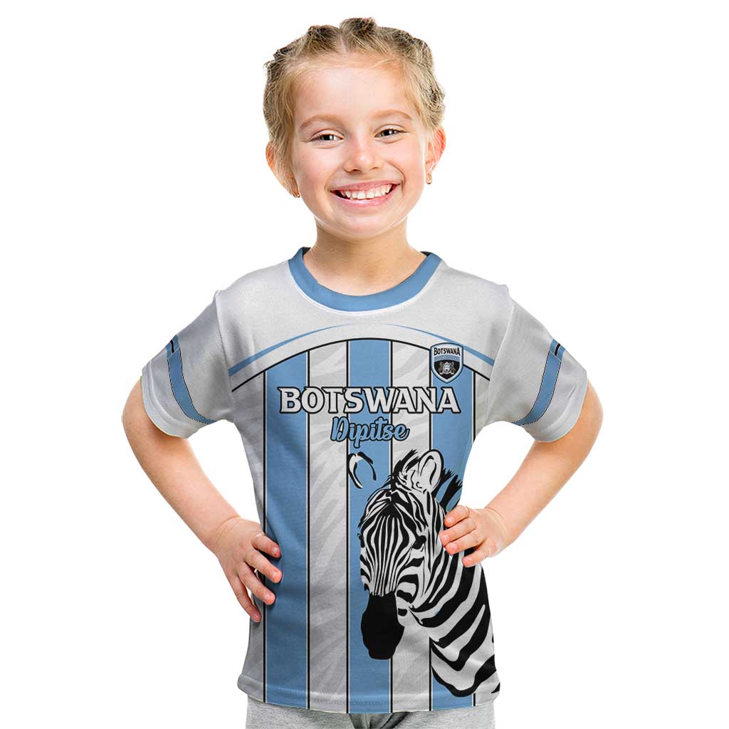 Custom Botswana Football Kid T Shirt Come On Zebras