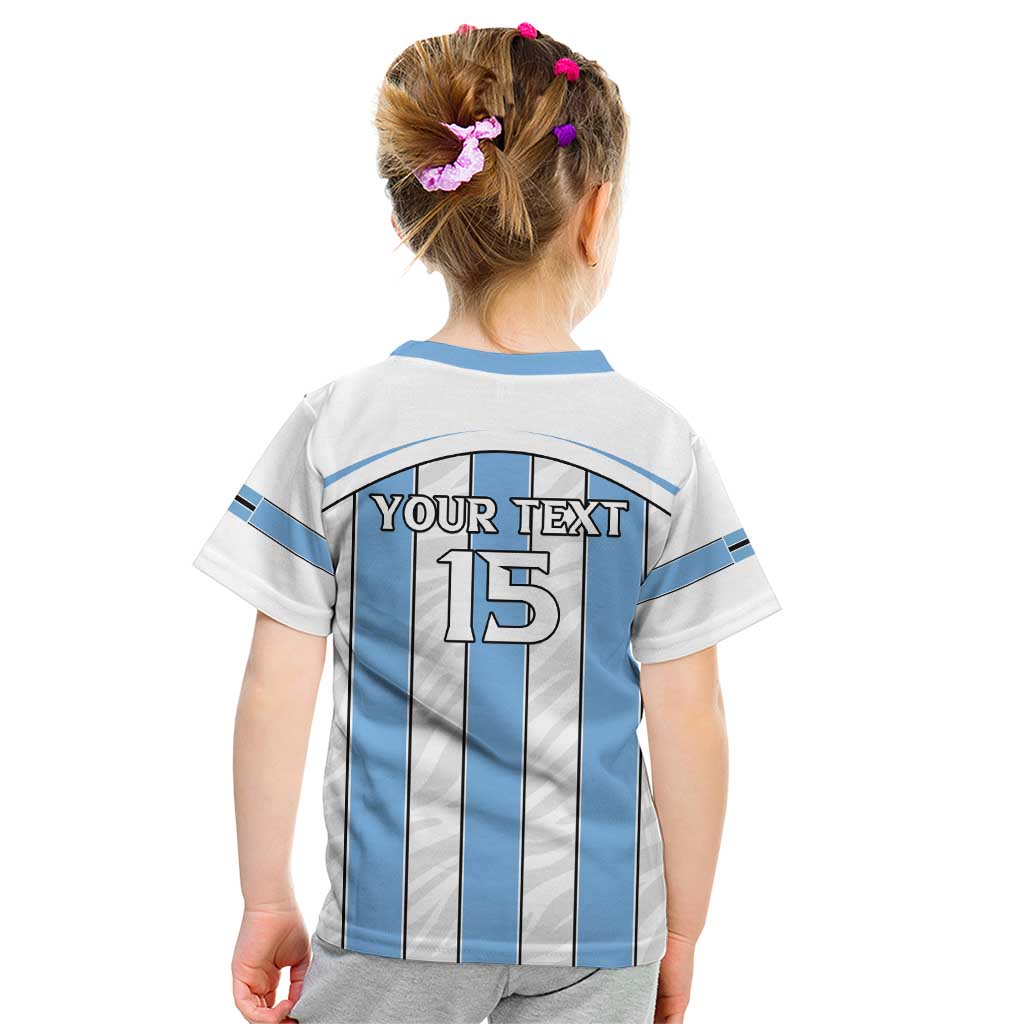 Custom Botswana Football Kid T Shirt Come On Zebras