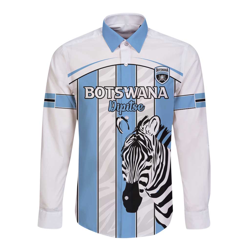 Custom Botswana Football Long Sleeve Button Shirt Come On Zebras