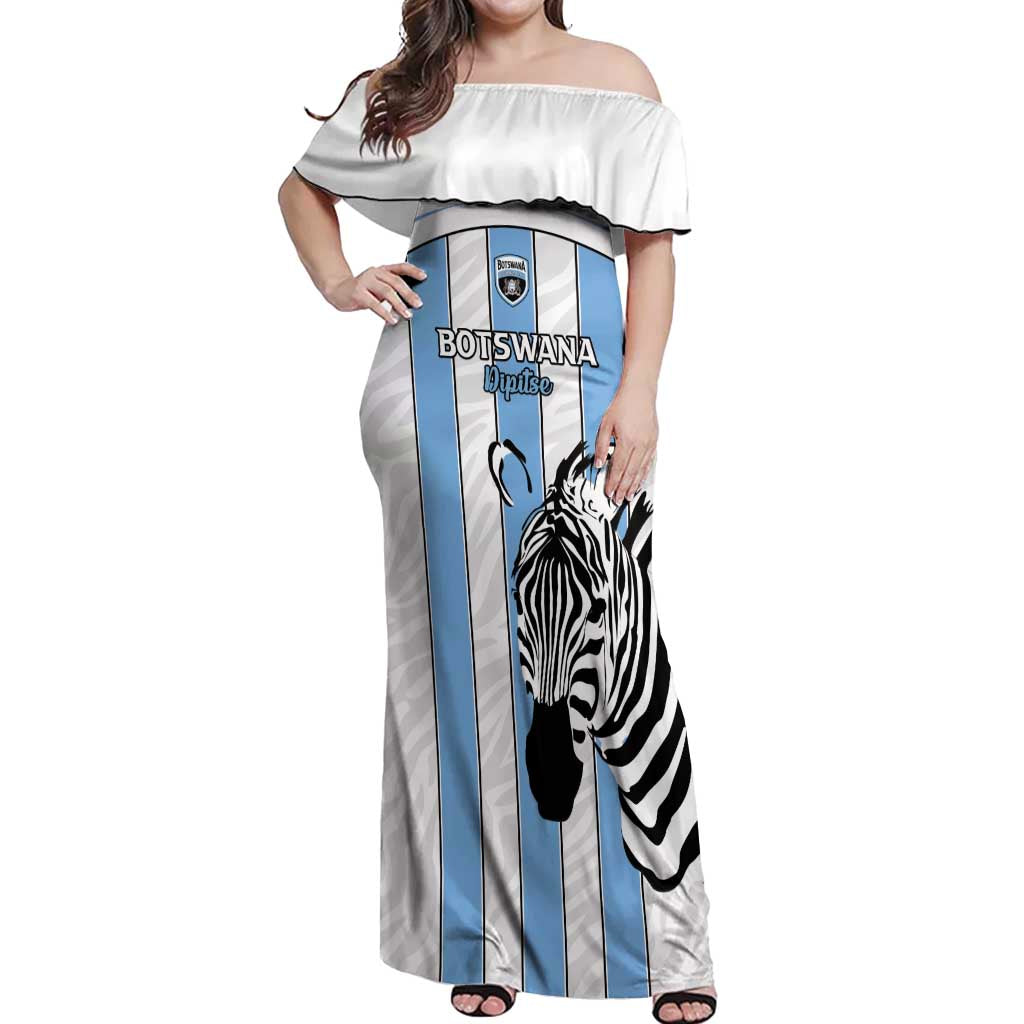 Custom Botswana Football Off Shoulder Maxi Dress Come On Zebras