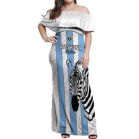 Custom Botswana Football Off Shoulder Maxi Dress Come On Zebras