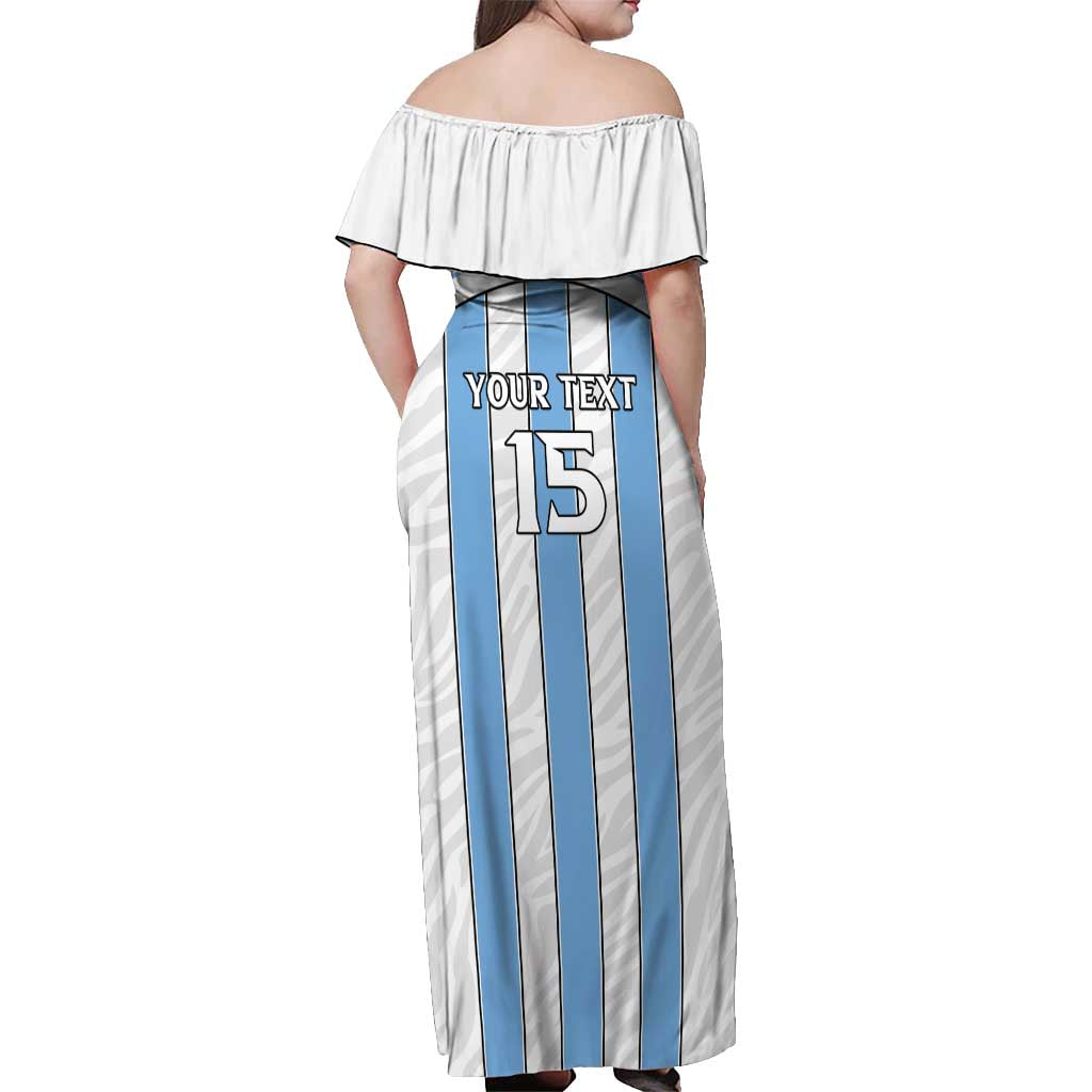 Custom Botswana Football Off Shoulder Maxi Dress Come On Zebras