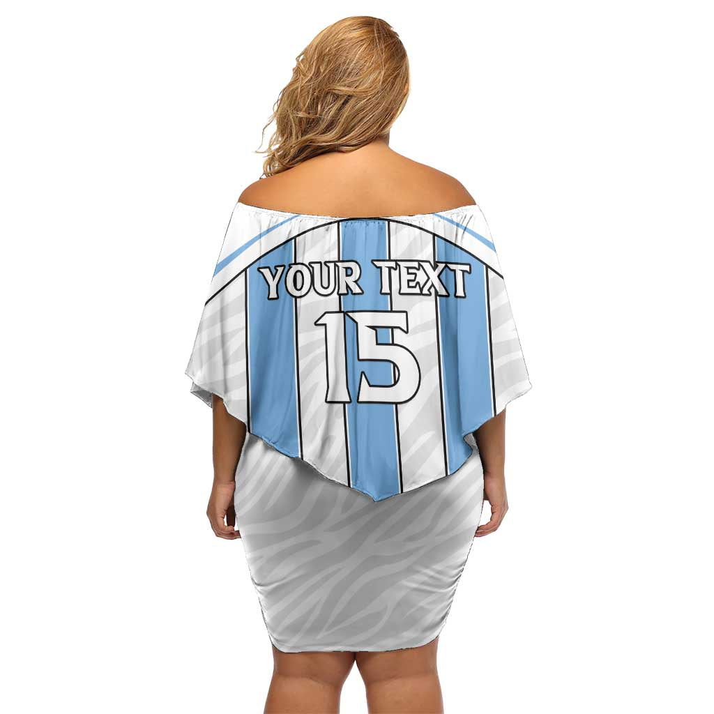 Custom Botswana Football Off Shoulder Short Dress Come On Zebras