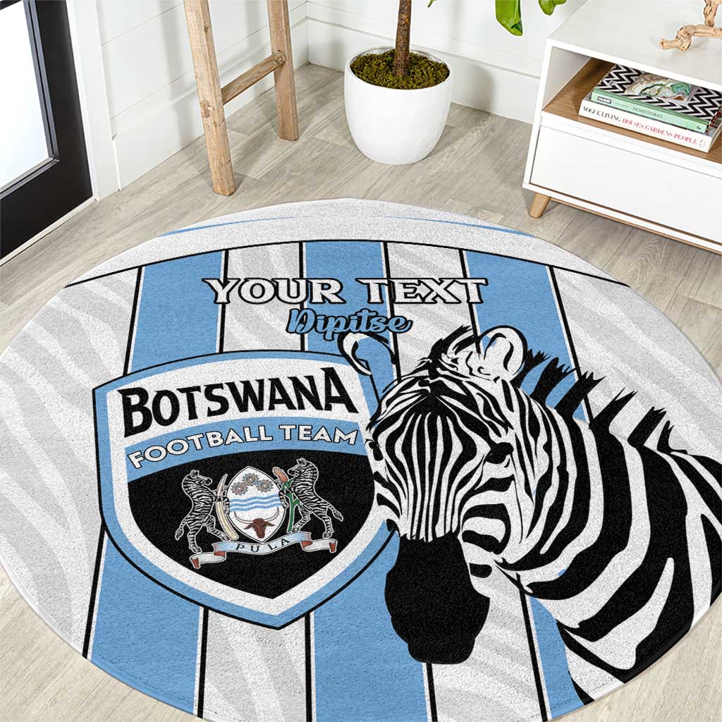 Custom Botswana Football Round Carpet Come On Zebras