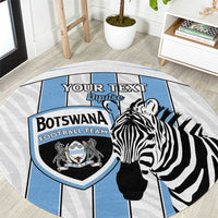 Custom Botswana Football Round Carpet Come On Zebras