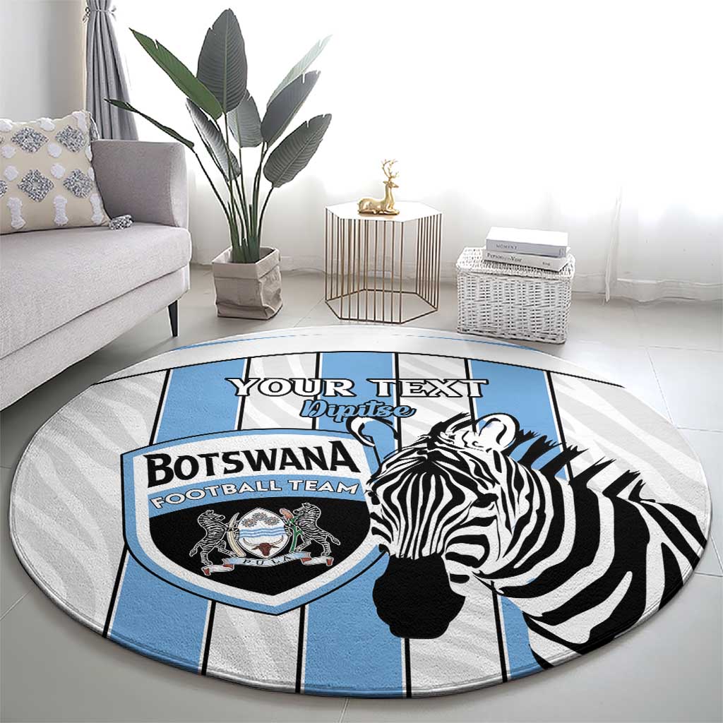 Custom Botswana Football Round Carpet Come On Zebras