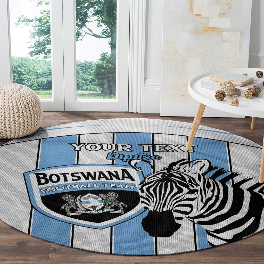 Custom Botswana Football Round Carpet Come On Zebras