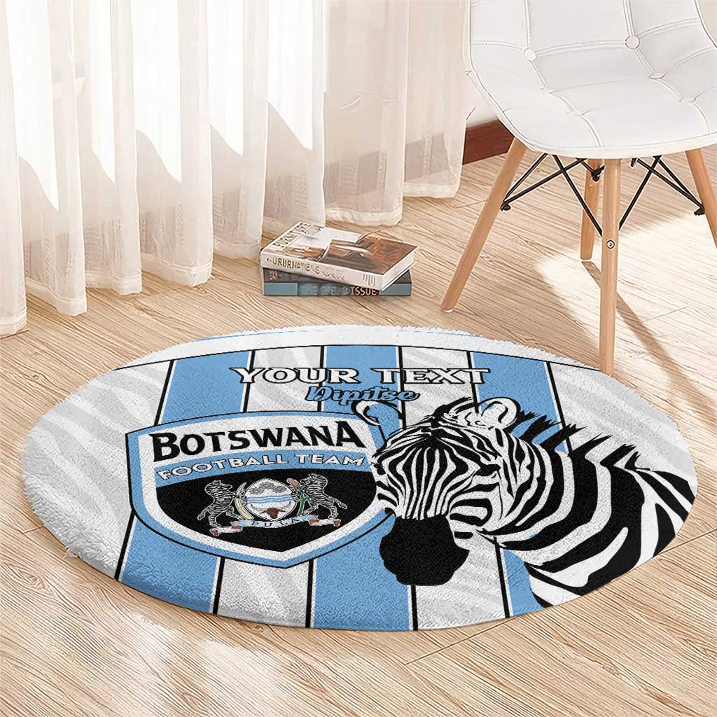 Custom Botswana Football Round Carpet Come On Zebras