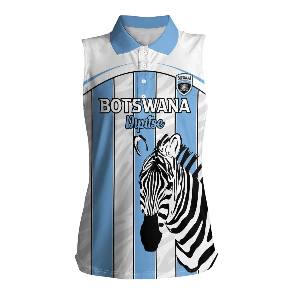 Custom Botswana Football Women Sleeveless Polo Shirt Come On Zebras