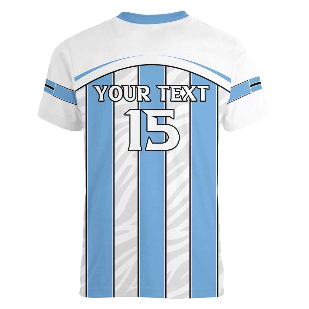 Custom Botswana Football Women V-Neck T-Shirt Come On Zebras