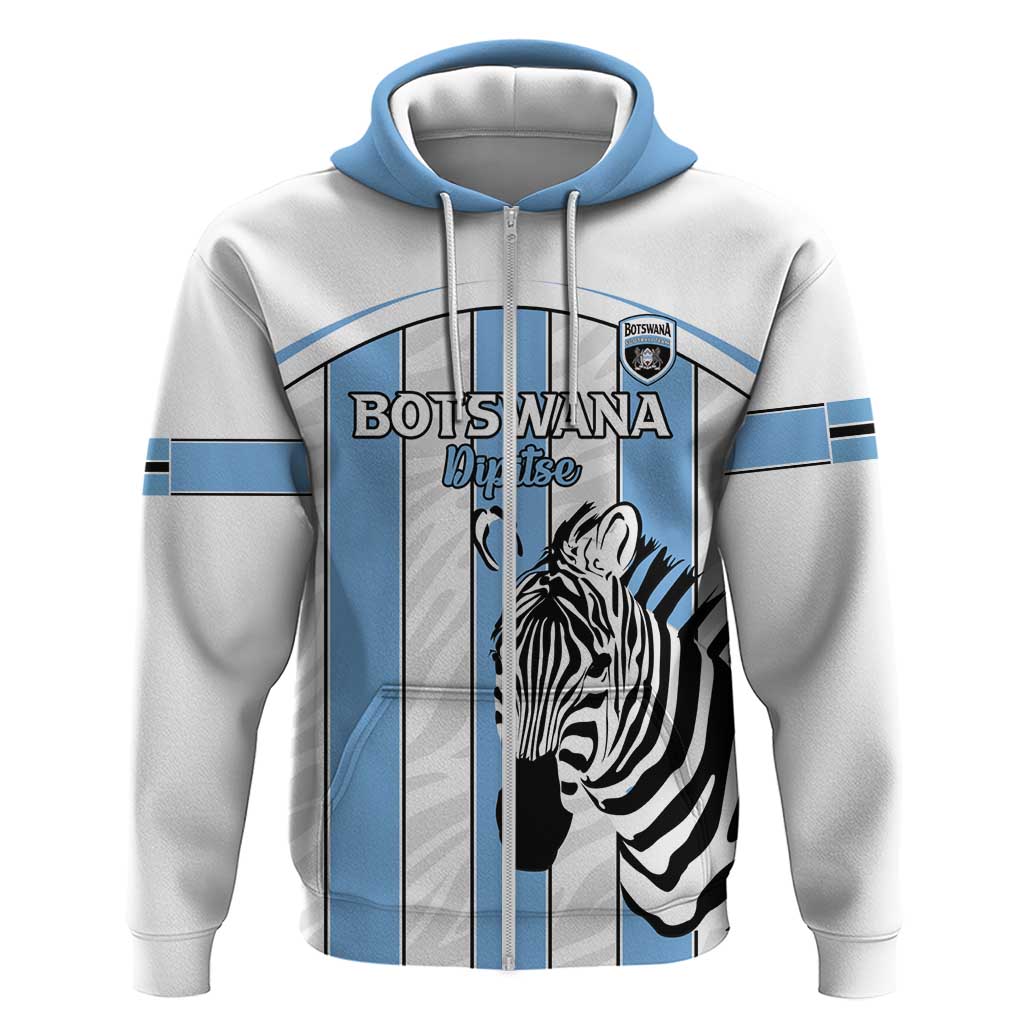 Custom Botswana Football Zip Hoodie Come On Zebras