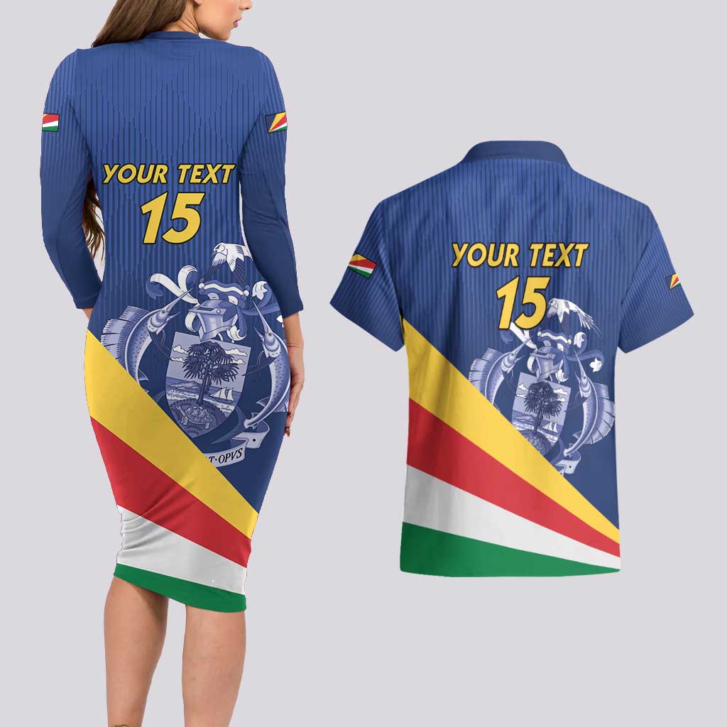 Custom Seychelles Beach Soccer 2025 Couples Matching Long Sleeve Bodycon Dress and Hawaiian Shirt Flag Style
