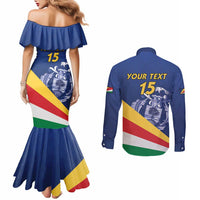 Custom Seychelles Beach Soccer 2025 Couples Matching Mermaid Dress and Long Sleeve Button Shirt Flag Style