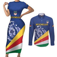 Custom Seychelles Beach Soccer 2025 Couples Matching Short Sleeve Bodycon Dress and Long Sleeve Button Shirt Flag Style
