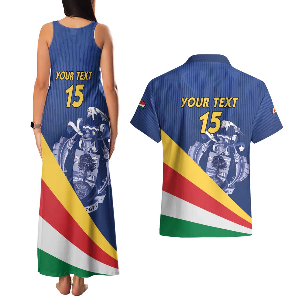 Custom Seychelles Beach Soccer 2025 Couples Matching Tank Maxi Dress and Hawaiian Shirt Flag Style